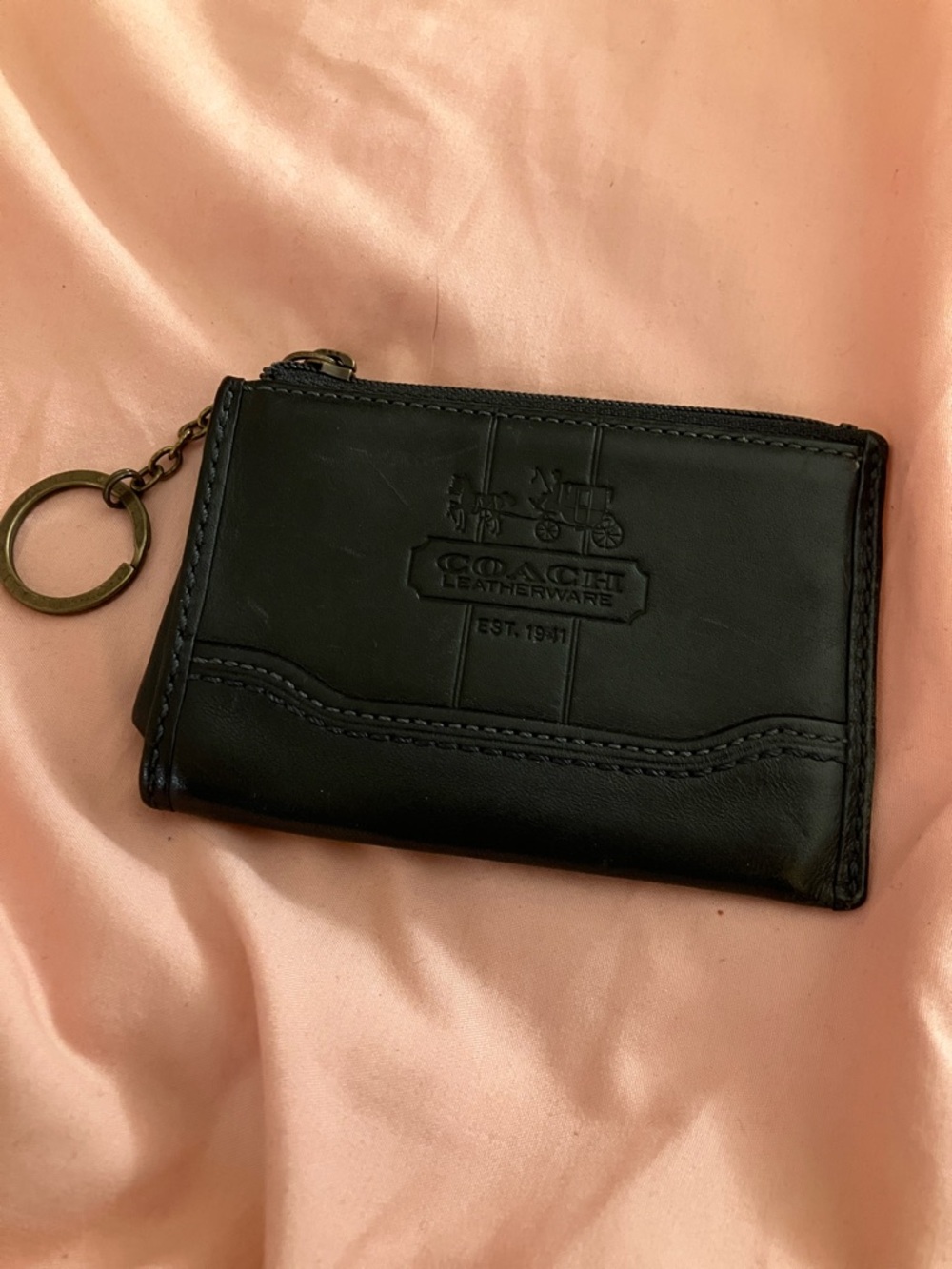 Coach legacy Leather Zip Card Holder with Keyring